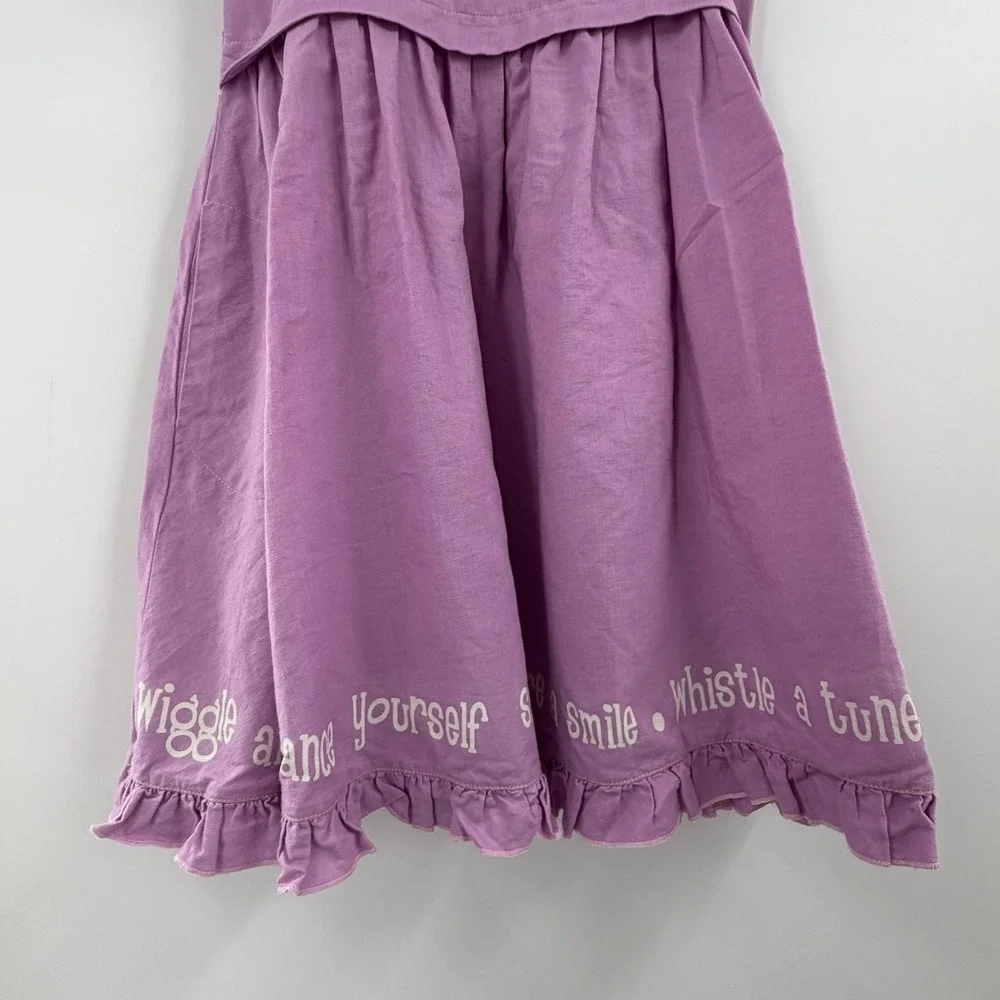 Matilda Jane Girls Dress Size 8 Purple Linen Sundress Ruffle Hem Pockets Whimsy